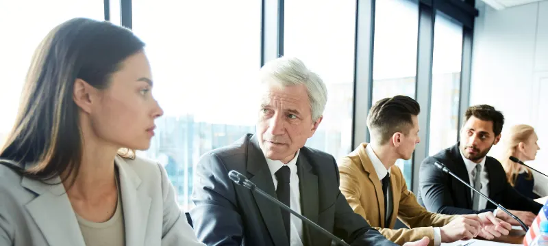 Directors in a boardroom discussion